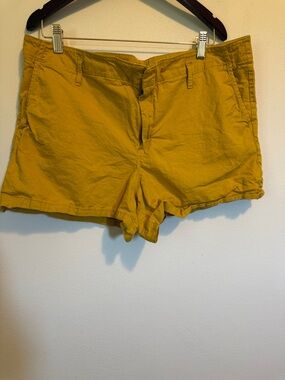 LOFT Women's Mustard Yellow Cotton Bermuda Shorts